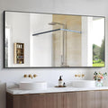 Black Bathroom Mirror for Wall, 60x36 Inch Rectangle Mirrors with Metal Frame, Large Modern Vanity Wall Mirror for Bathroom Living Room, Entryway Hangs Horizontal or Vertical-Ruum Studio Home