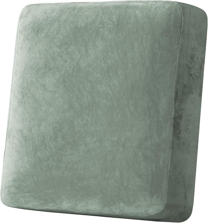 H.VERSAILTEX Velvet Stretch Couch Cushion Cover Plush Cushion Slipcover for Chair Cushion Furniture Protector Seat Cushion Sofa Cover (1 Piece Armchair Cushion Covers, Sea Grass)-Ruum Studio Home