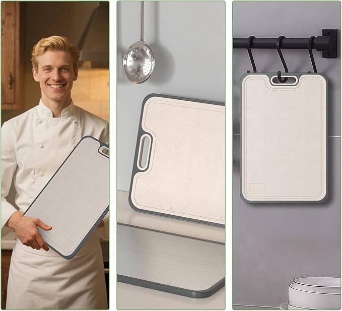 2IN1 Titanium Cutting Boards for Kitchen,Metal Cutting Boards With Pure Titanium and Wheat Straw PP,Double Sided Chopping Board with Juice Groove Dishwasher Safe Easy to Clean Non Toxic 15"X10"-Ruum Studio Home