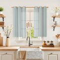 LAMIT Short Linen Curtains 40 Inches Long for Small Window, Bronze Grommet Linen Drapes Light Filtering Sheer Window Curtains for Kitchen, Set of 2 Panels (34 x 40 Inch, Greyish Blue)-Ruum Studio Home