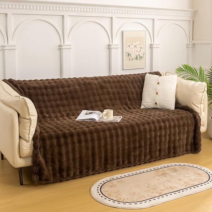 YUSOKI Luxury 3D Bubble Throw Blanket 2lb,All Ages,Home Decoration, (Brown,50 * 60inches)-Ruum Studio Home