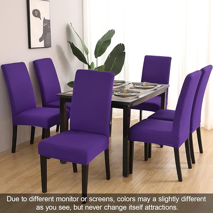 JQinHome Dining Chair Slipcover, High Stretch Removable Washable Chair Seat Protector Cover Set of 2,Chair Covers for Dining Room, Kitchen,Home Party,Wedding Ceremony(Purple, 2PC)-Ruum Studio Home