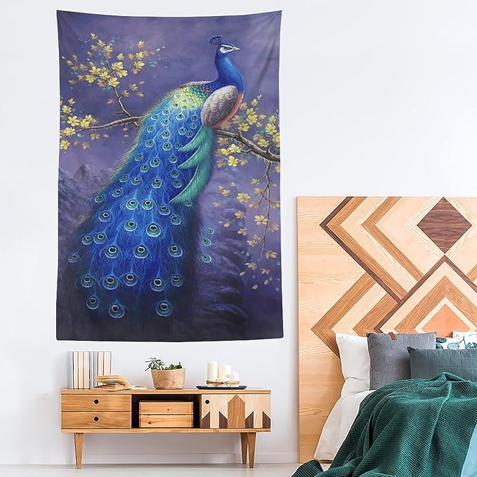 yowecso Peacock Tapestry - Purple Peacock Wall Hanging for Bedroom, Living Room & Dorm - Aesthetic Wall Decor - 60"x90"-Ruum Studio Home