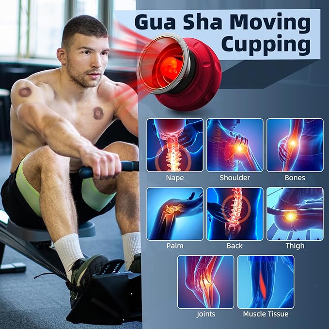 2 Electric Cupping Therapy Set, 5-in-1 Smart Cupping kit with Red Light Therapy, Gua Sha Massage Tool, Relieves Neck Shoulder Back Aches Muscle Soreness, Improves Blood Circulation - Red-Ruum Studio Home