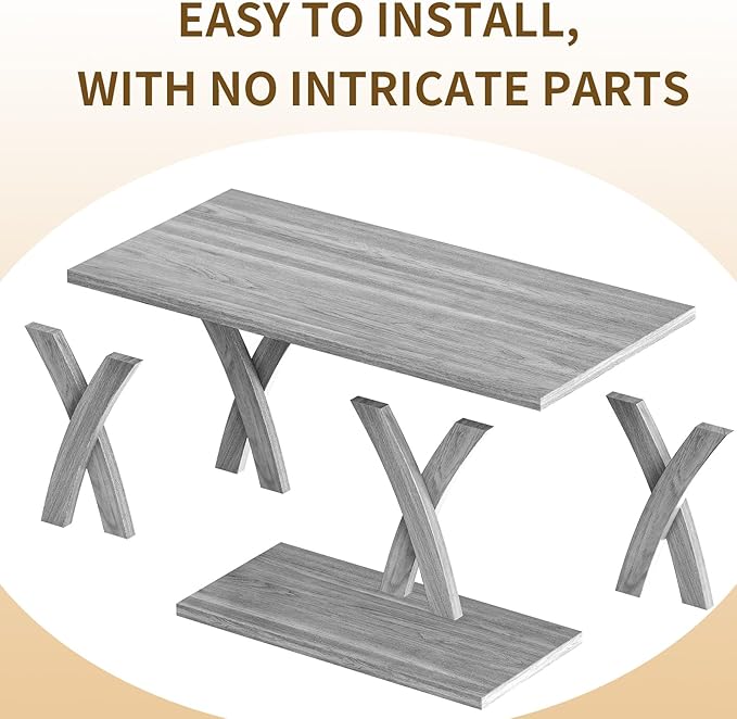 47” Wood Coffee Tables for Living Room Rustic Stands with Storage Shelf Grey Coffee Tables for Living Room Farmhouse Center Stands with Shelf Farmhouse Rectangle Center Table-Ruum Studio Home