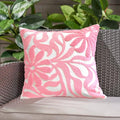 Alysheer Farmhouse Floral Leaves Embroidered Decorative Throw Pillow Cover 18x18 inches, Boho Tufted Flowers Embroidery Pattern Chic Cotton Cushion Case for Couch Bed Sofa Living Room(Light Pink)-Ruum Studio Home