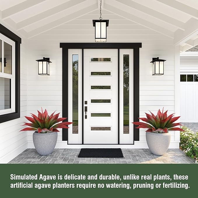 Artificial Agave Plants,Large UV Resistant Fake Agave Planters for Indoor and Outdoor Decorating Tropical Plant Succulents Greenery Indoor Decor (2Pack,22" Red)-Ruum Studio Home