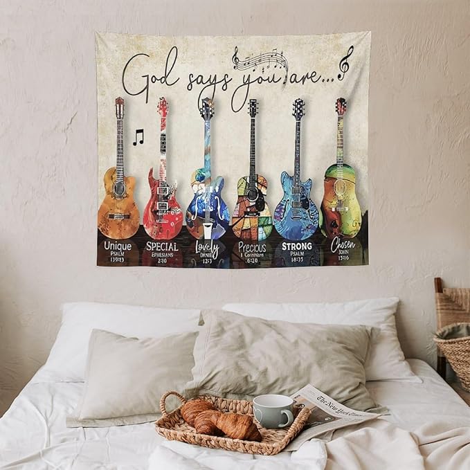 yowecso Musical Guitar Tapestry Rock Guitar Tapestry Wall Hanging for Bedroom Cool Rock Music Tapestries Aesthetic Wall Decor for Home Dorm Living Room 50"x60"-Ruum Studio Home