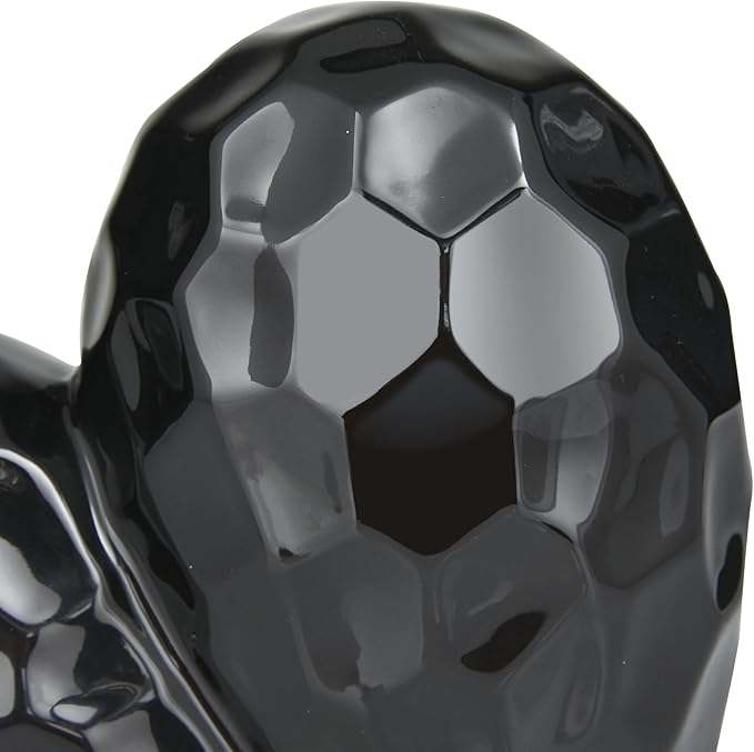 Deco 79 Porcelain Ceramic Heart Decorative Sculpture Dimensional Angled Origami Inspired Home Decor Statue, Accent Figurine 8" x 3" x 8", Black-Ruum Studio Home
