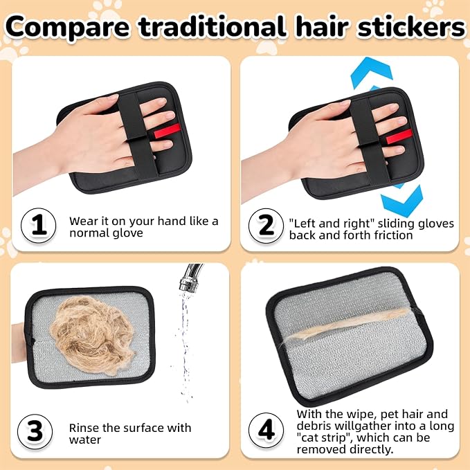 Pet Hair Remover, electrostatic pet Hair Removal Gloves, cat and Dog pet Hair Removal Tools, Suitable for Bed Sheets, Blankets, Clothes, Sofas, Multi-Functional Beauty Gloves -2 Piece-Ruum Studio Home