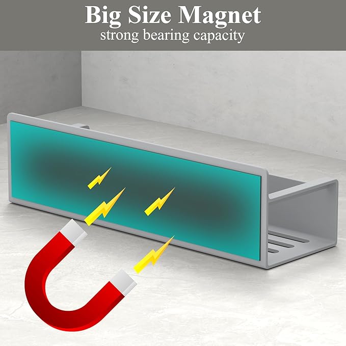 4 Pack Magnetic Spice Rack Organizer for Refrigerator and Oven, Light Gray Fridge Organizers and Storage for Kitchen-Ruum Studio Home