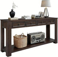 63" Solid Wood Console Table Sofa Table with Storage Drawers and Bottom Shelf,Farmhouse Entryway Table for Hallway Foyer,Sofa Couch Table,Fully Assembled (63" Espresso)-Ruum Studio Home