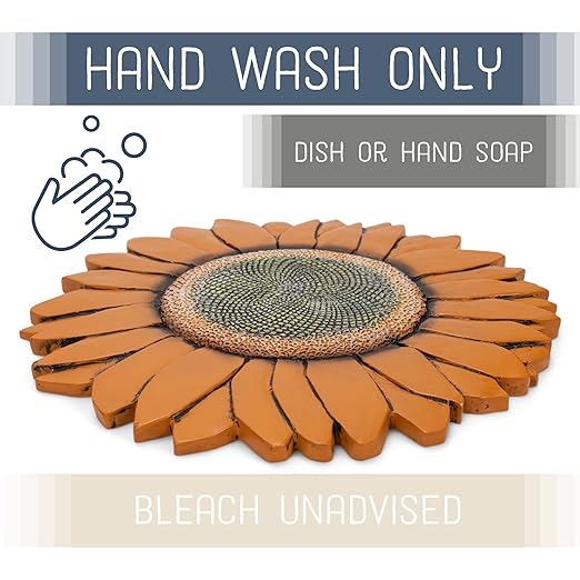 NAT & Jules Sunflower Shaped Dimensional Indoor Outdoor 12 inch Cast Resin Decorative Garden Stepping Stone, Patio, Walkway Sculpture Yard Art, Orange-Ruum Studio Home