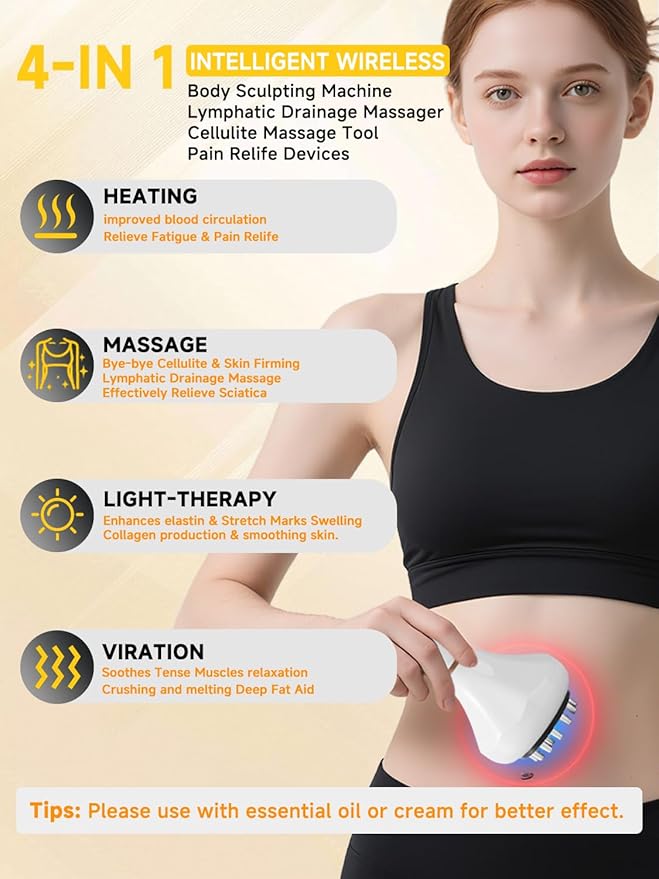 Body Sculpting Machine, Lymphatic Drainage Massager & Anti Cellulite Massage Tool, Helps Reduce Stretch Marks & Cellulite, Pain Relief Devices for Sciatica Nerve, Legs, Arms, Hip, Muscle & Lower Back-Ruum Studio Home