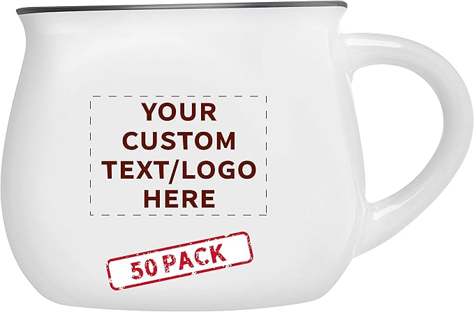 Custom Glazed Campfire Coffee Mugs 12 oz. Set of 50, Personalized Bulk Pack - Perfect for Coffee, Tea, Espresso, Hot Cocoa, Other Beverages - White-Ruum Studio Home