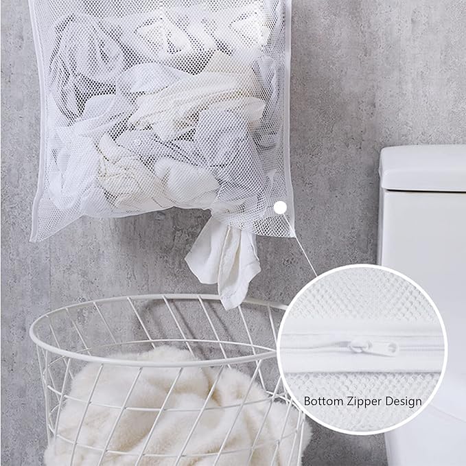 Resdenio Hanging Laundry Hamper Bag, Portable Laundry Bag, 30 x 20 Inch Large Foldable Wall Hanging Laundry Basket with 2 Adhesive Hooks for Dirty Clothes Organization and Storage-Ruum Studio Home