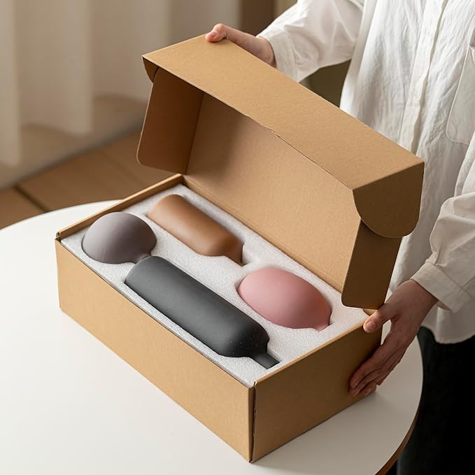 Modern Ceramic Vase Set, Neutral Colors, Decorative Vases for Home Shelf Decor, 4 Piece Collection (Black Mix Set 4)-Ruum Studio Home