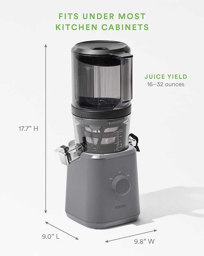 Nama J2 Cold Press Juicer – Self Feeding for Hands-Free Operation with Wide Mouth Hopper for Whole Recipe Loading, Zero Waste Masticating Juicer For More Juice, Less Pulp – Easy Cleanup & Assembly-Ruum Studio Home