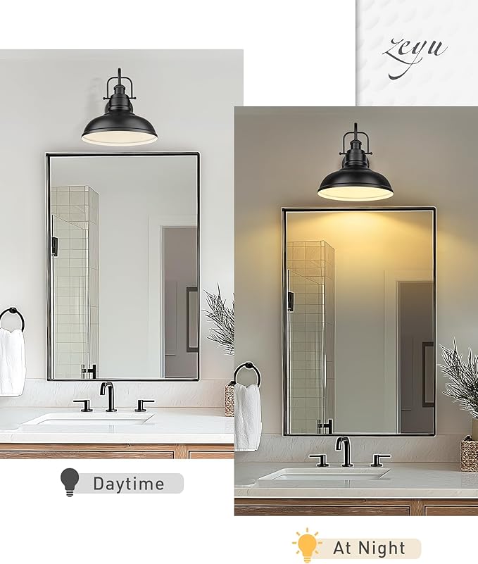 zeyu 11 Inch Modern Gooseneck Barn Light, 1-Light Wall Sconces, Industrial Wall Lantern for Porch, Kitchen, Black Finish, 016-1B BK-Ruum Studio Home
