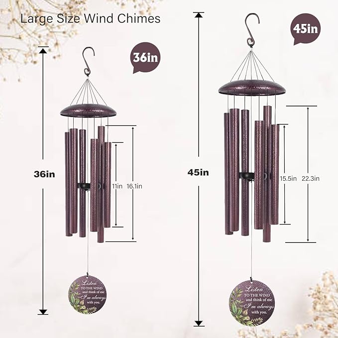 ASTARIN 36" Large Deep Tone Personalized Sympathy Wind Chimes, Memorial Wind Chime for Loss of Mother Father Loved One, Bereavement Gifts Decor Outdoor Patio Garden Graveyard-Ruum Studio Home