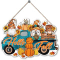 Hello Fall, Wood Hanging Gnome Decoration, Hello Fall Wood Hanging Decors, Rustic Thanksgiving Decors for Porch, Indoor Outdoor Autumn Door Decor(Truck), Housewarming Gift, Home Indoor Outdoor Decor-Ruum Studio Home