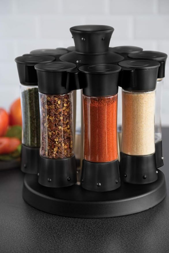 Kitchen Art Elite Auto-Measure Spice Professional 8 Compartments Black 7.45 x 7.45 x 8.25 inches-Ruum Studio Home