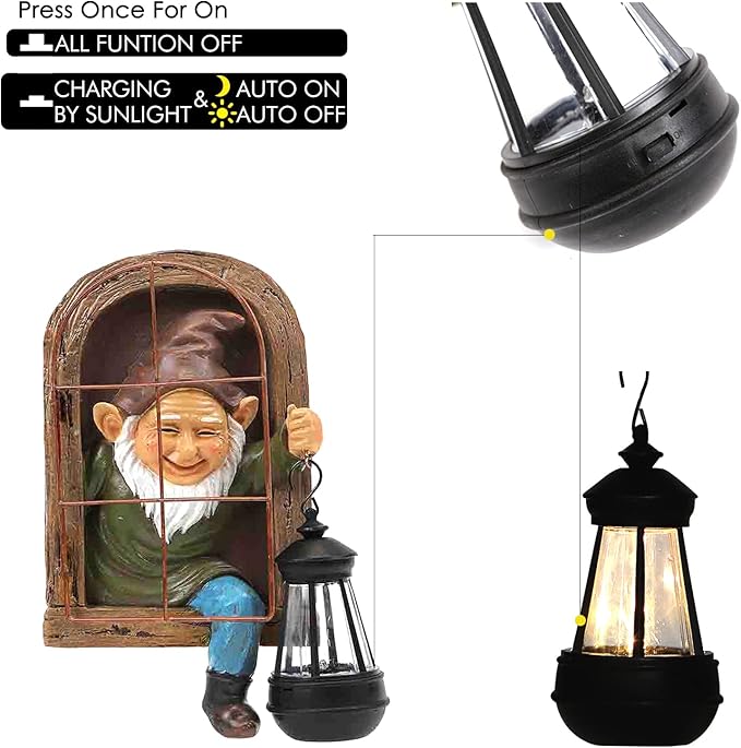 Whimsical Fairy Garden Halloween Gnomes with Solar Lights-10 Elf Out The Door Tree Hugger Garden Statues-Outdoor&Yard Decor-Tree Face Sculpture,Ideal Gifts - Yard Art for Patio,Fence,Wall-Ruum Studio Home