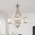 20" Brushed Nickel Chandeliers for Dining Room, 5-Light Modern Crystal Chandelier for Entryway, Hanging Round Light Fixture for Kitchen Island Living Room Bedroom Office Bathroom Staircase-Ruum Studio Home