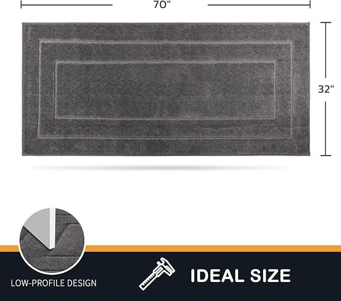 PURRUGS Dirt Trapping Door Mat 32" x 70", Non-Slip/Skid Machine Washable Entryway Rug, Dog Doormat, Super Absorbent Welcome Mat for Muddy Wet Shoes and Paws, Grey-Ruum Studio Home