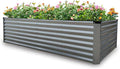 GARDMAX 8x4x2FT Galvanized Raised Garden Bed Kit, Metal Planter Boxes Outdoor with Easy Assembly, Large Garden Bed for Vegetables, Fruits, Flower, Herbs Rectangle Silver-Ruum Studio Home