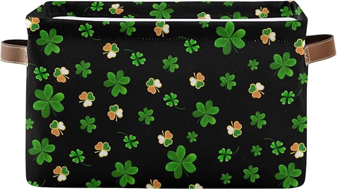 Storage Basket St Patrick's Day Cube Storage Bins Organizer Bag Collapsible Closet Shelf Baskets with handle for Baby Cloth Pet Toy Book 14.2×10.2×8.3 IN-Ruum Studio Home