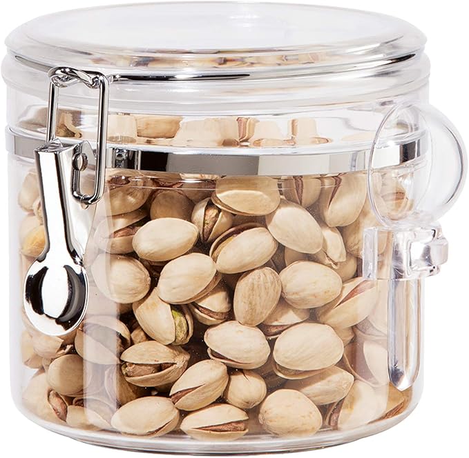 OGGI Clear Canister Airtight 38oz - Clamp Lid & Spoon - Airtight Food Storage Containers, Ideal for Kitchen & Pantry Storage of Bulk, Dry Food Including Flour, Sugar, Coffee, Rice, Tea, Spices & Herbs-Ruum Studio Home