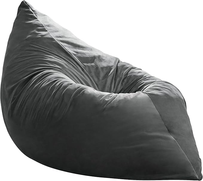 Hobestluk 3 in 1 Bean Bag Chair Giant Bean Bag Chairs for Adults with Velvet Cover Convertible Bean Bag Floor Cushion with Machine Washable Cover for Living Room (Velvet Grey)-Ruum Studio Home