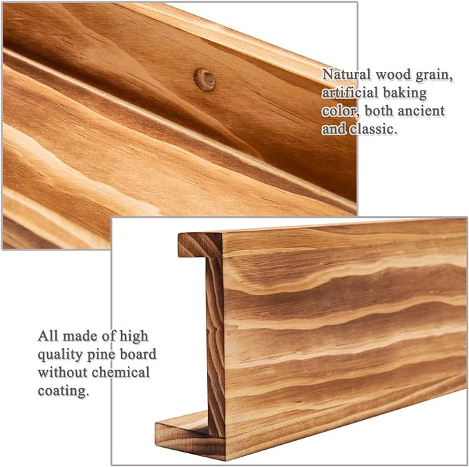 AZSKY 24" Floating Wall Ledge Shelf Wood Picutre Shelf Wall Mounted Nursery Kids Bookshelf Spice Rack Bathroom Storage Shelves Display Organizer Set of 2-Ruum Studio Home