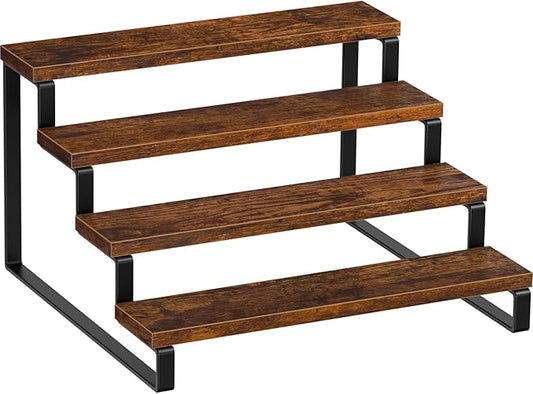 Giikin 4 Tier Spice Rack, Wooden Spice Rack for Countertop, Kitchen Counter Storage Shelves Cupcake Stand Holder Display Stand, Rustic Brown-Ruum Studio Home