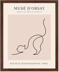 Poster Master Vintage Poster - Retro One Line Cat Drawing Print - Cat Art - Minimal Gift for Men, Women, Animal Lover - Abstract Wall Decor for Home, Office, Bedroom, 11x14 Brown Framed-Ruum Studio Home