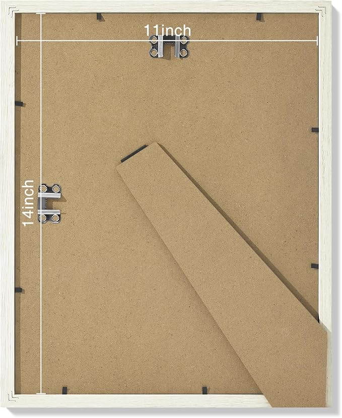 Vittanly 11x14 Picture Frames Set of 9, Shatter Resistant Plexiglass, Display 8x10 Pictures with Mat or 11x14 without Mat, Photo Frames for Wall or Tabletop, Engineered Wood, Whitemist-Ruum Studio Home