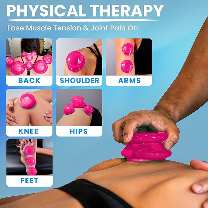 Silicone Cupping Therapy Set Professional Massage Cupping Cups for Cupping Therapy 4 Cup Kit for Massage, Myofascial Release, Cellulite Reduction (Lure Pink)-Ruum Studio Home