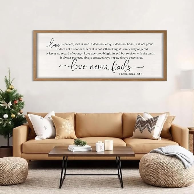 Love Is Patient Love Is Kind Wall Decor Art 32×12 Inch (Wood)-Ruum Studio Home