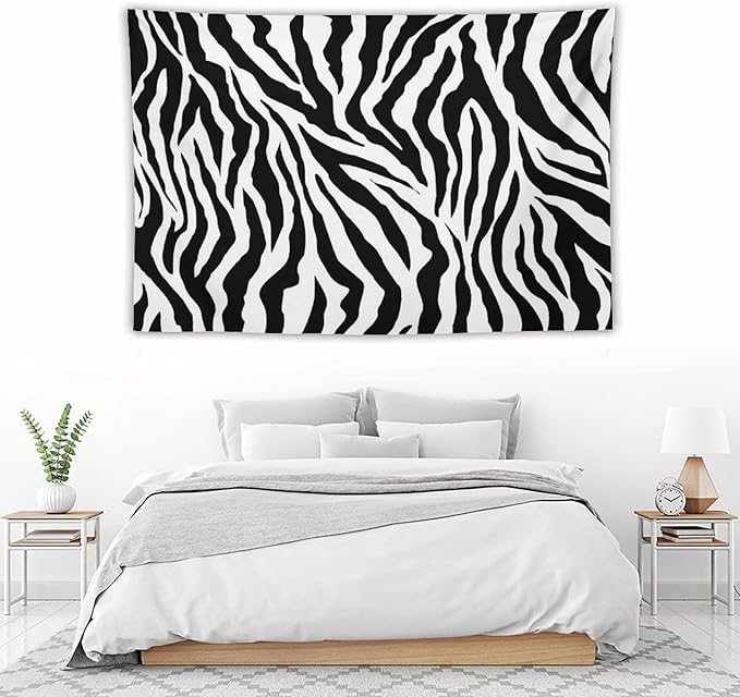 HZOHNAGO Zebra Print Tapestry Nature Wild Animals Black and White Stripe Printed Wall Tapestry Painting Wall Hanging for Bedroom Living Room Dorm 90" W x 60" H-Ruum Studio Home