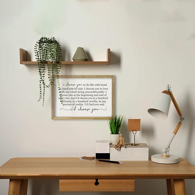 I Choose You To Do Life Sign Wall Decor 16X11 I Love You InchRomantic Marriage Art Wooden Framed Wall Hanging (Wood)-Ruum Studio Home