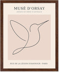 Poster Master Vintage Poster - Retro One Line Hummingbird Drawing Print - Bird Line Art - Minimal Gift for Him, Her, Animal Lover - Abstract Decor for Home, Office, 16x20 Brown Framed-Ruum Studio Home
