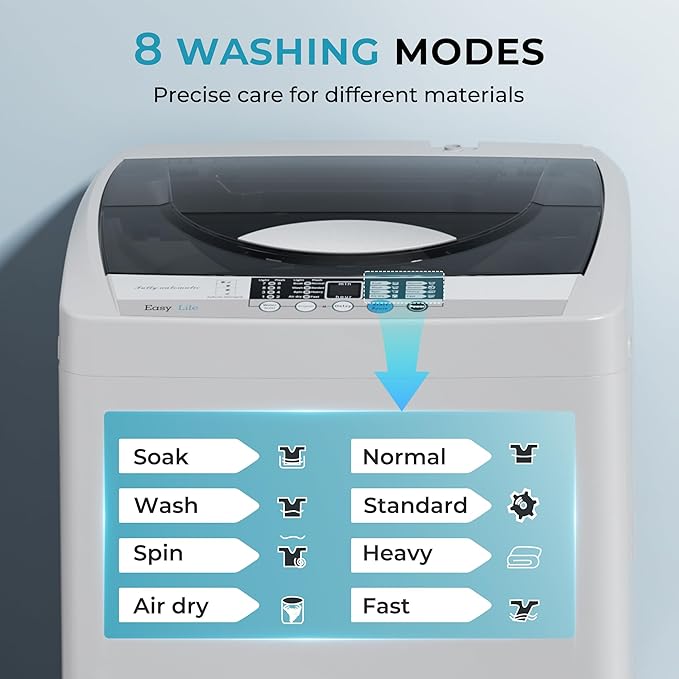 Euhomy 1.59 Cu.Ft. Portable Washing Machine, 11 LBS Capacity, 8 Functions, 8 Water Levels,Full Size Washing Machine with Drain Pump and LED Display for Apartments, RVs, Homes, Gray-Ruum Studio Home