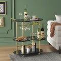 Black Bar Carts with 4-Tier Storage Shelves, Mobile Bar Serving Cart with Wine Rack and Glass Holder, for The Home, Kitchen, Living Room, Dining Room-Ruum Studio Home