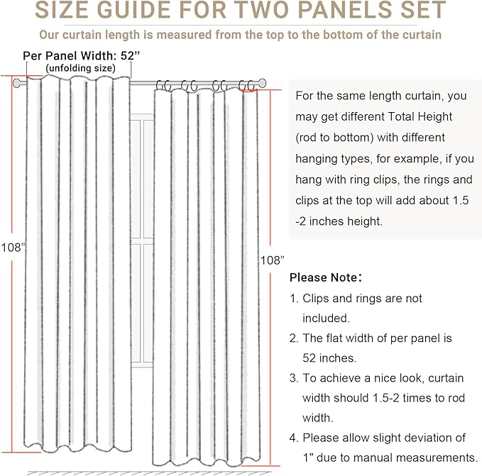 DANCURTON 108 Inch Curtains 2 Panel Set Light Blue Linen Floor to Ceiling Darkening Extra Long Living Room Curtains 108 Inches Long Insulated Thermal Drapes for Summer Heat Blocking Patio Sliding Door-Ruum Studio Home
