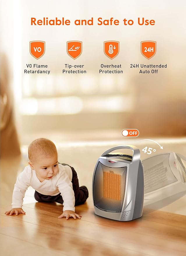 GiveBest Space Heaters for Indoor Use, Portable Heater with Thermostat, Timer, Eco Mode and Fan Mode, 1500W PTC Ceramic Fast Safety Heat for Bedroom Home-Ruum Studio Home