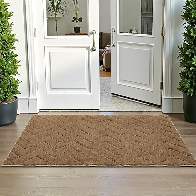 Stiio Dirt Trapper Door Mat 24x35.5 Inches, Front Doormat Indoor Outdoor Entrance Low Pile, All-Season, All-Weather Absorbent Entry Rug, Washable Non Slip Rug for Entryway, Brown-Ruum Studio Home