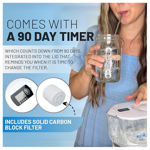 Epic Water Filters Pure Filter Pitchers for Drinking Water, 10 Cup 150 Gallon Filter, Tritan BPA Free, Removes Fluoride, Chlorine, Lead, Forever Chemicals (White & Bamboo)-Ruum Studio Home