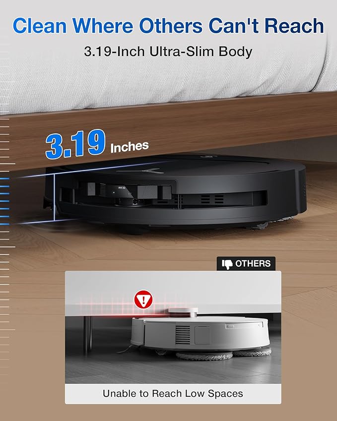 ECOVACS DEEBOT T50 Omni Robot Vacuum and Mop, 3.19” Ultra-Slim, 15,000Pa Suction, ZeroTangle 2.0, TruEdge Edge Cleaning, AIVI 3D Obstacle Avoidance, Auto Mop Wash & Dry, Self-Emptying-Ruum Studio Home