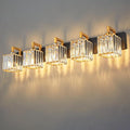 Modern Bathroom Vanity Light 5-Lights Black Gold Crystal Wall Lamp Bathroom Modern Crystal Vanity Lighting-Ruum Studio Home